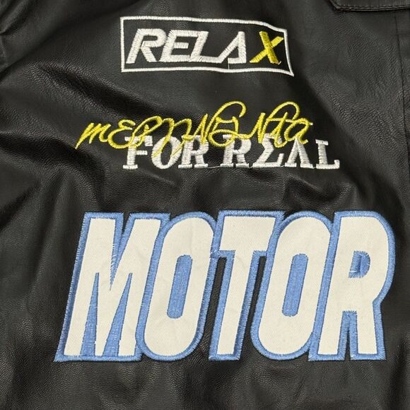 Freedom Studio Motor Racing Jacket Medium Black Vegan Leather Moto Streetwear - Picture 4 of 12